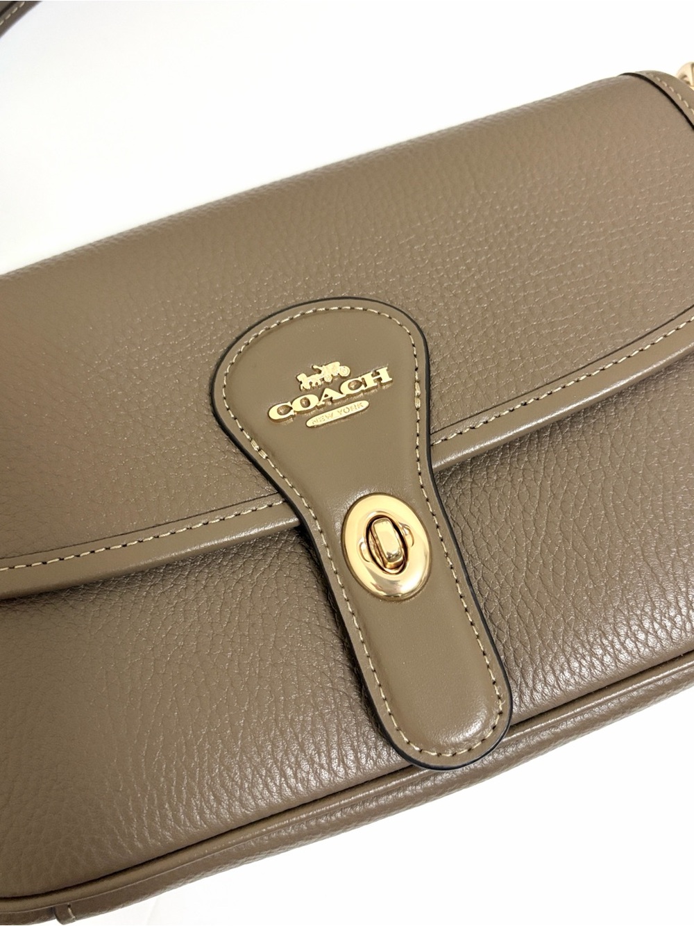 NWT Coach Hadley Pebble Leather Shoulder Bag in Dark Stone with Gold Hardware. - Picture 4 of 11